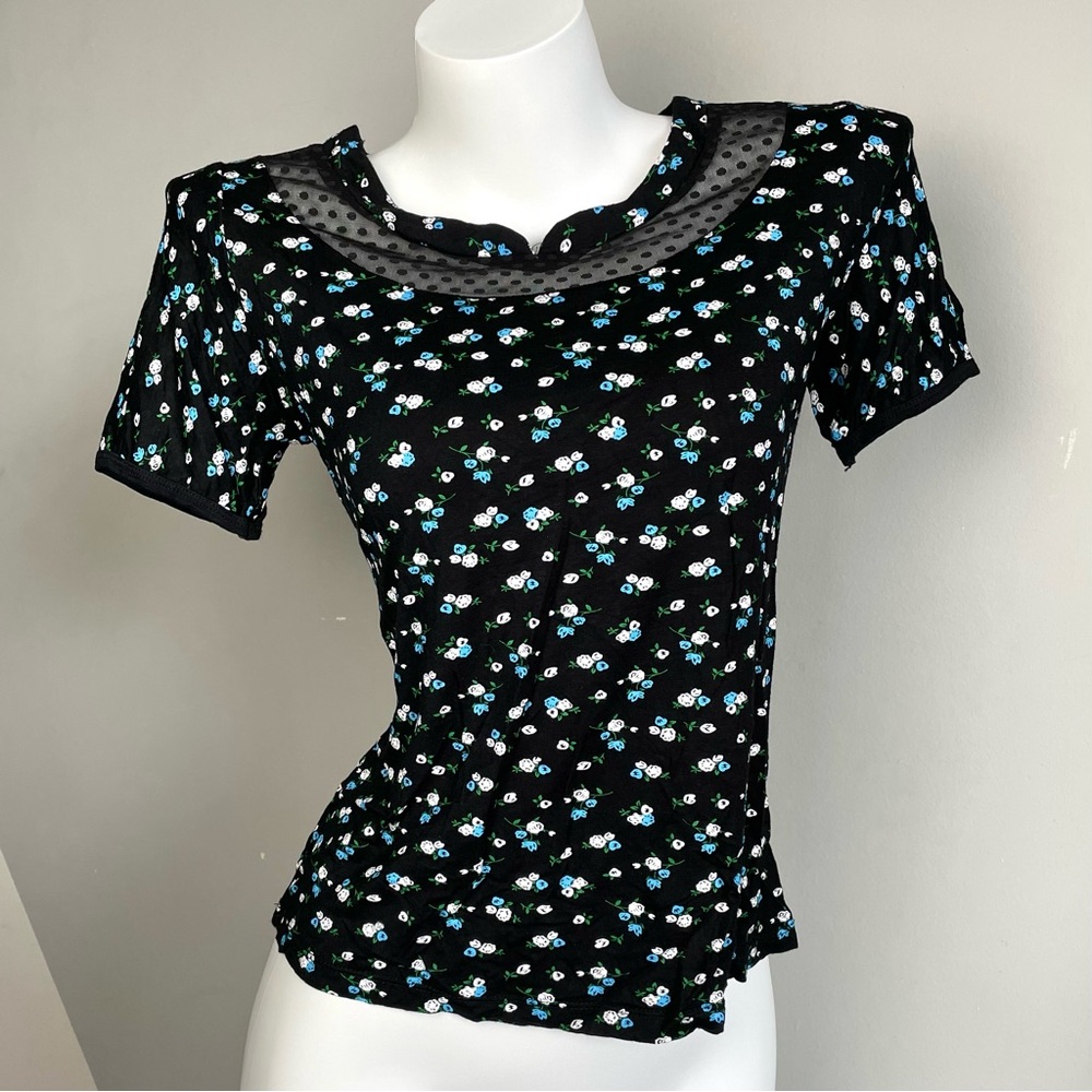 Vintage Floral Short Sleeves Top